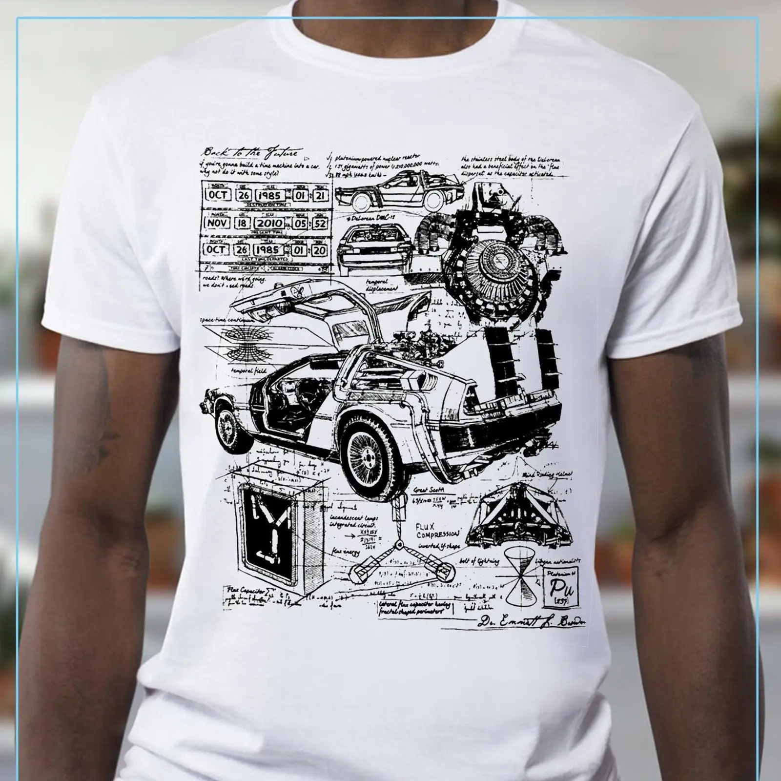 Vintage Fashion Sketches - バック・トゥ・ザ・フューチャーのスケッチアートデザインTシャツ、男性用または女性用、スウェット、ヴィンテージ、ウォッシュ加工、通気性、ファッション性、快適性があります。