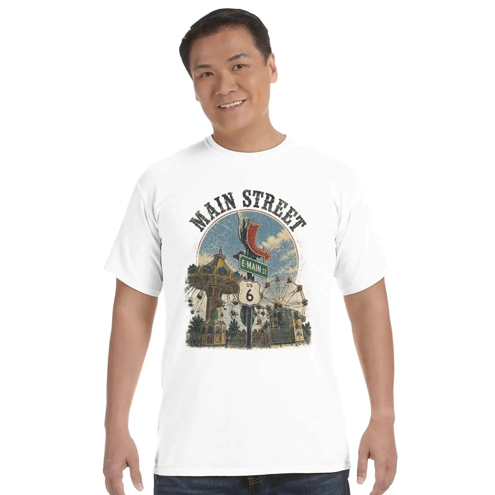 Vintage Fashion Faire - ヴィンテージのメインストリートカーニバルTシャツ、レトロなカウンティフェア、アメリカーナ遊園地、ヴィンテージウォッシュ加工のファッションデザイナー服