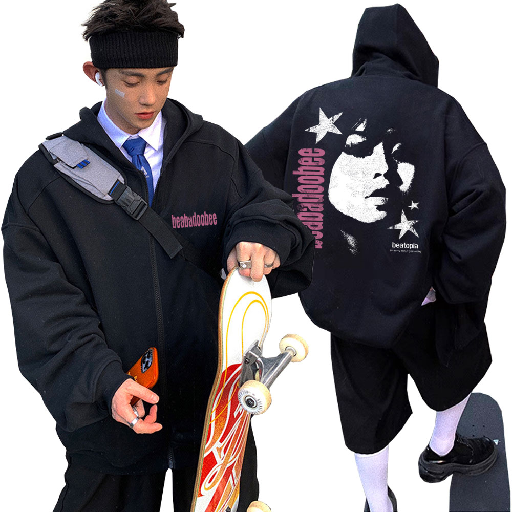 Vintage Fashion Pop Up - ビーバドゥビー フェイス グラフィック ジッパー パーカー メンズ