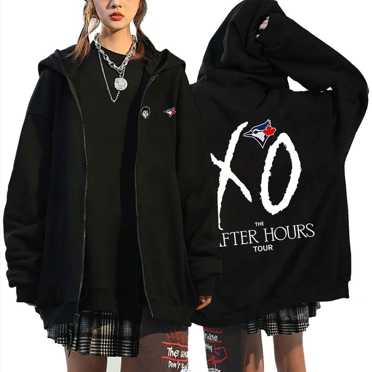 Vintage Fashion Pop Up - ラッパー・ザ・ウィークエンド「アフターアワーズ・ツアー2026」ジッパーフーディー メンズ・レディース ヒップホップファッション ポップミュージック ジップアップジャケット 男性用