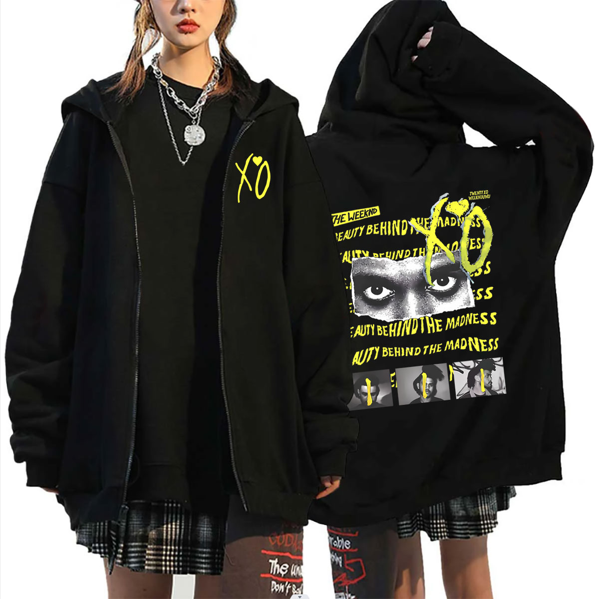 Vintage Fashion Pop Up - ラッパー・ザ・ウィークエンド「Beauty Behind The Madness」ジッパーフーディー メンズ レディース