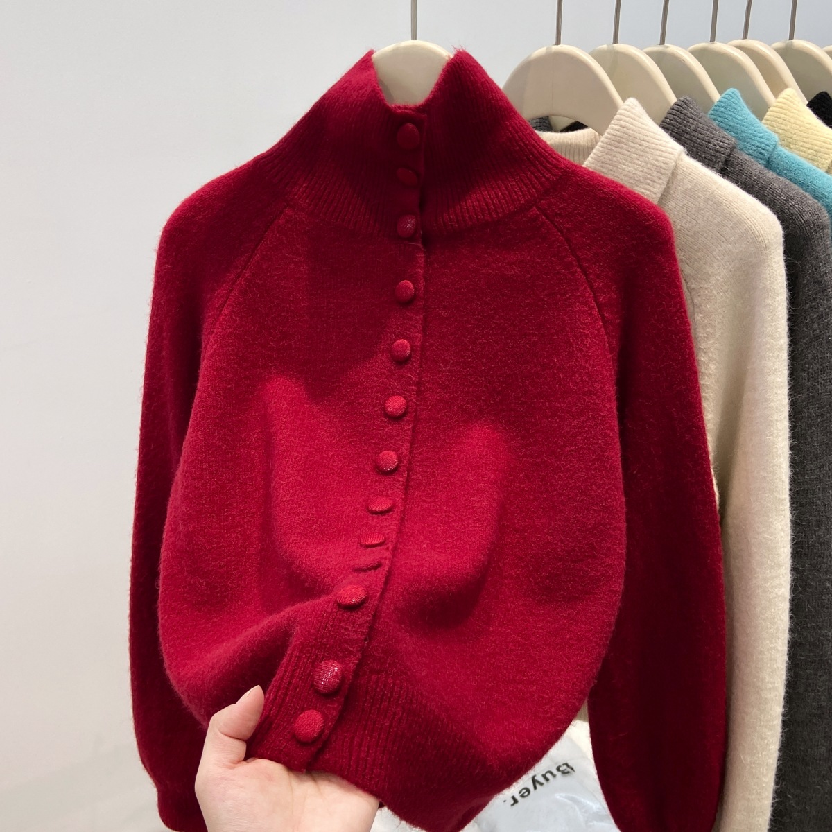 Turtleneck Knit 90S - 新作ソリッドキャンディレディースニットセーター長袖カーディガンファッション女性トップスレディース秋冬スリムフィット大人用ジャケットS-XL