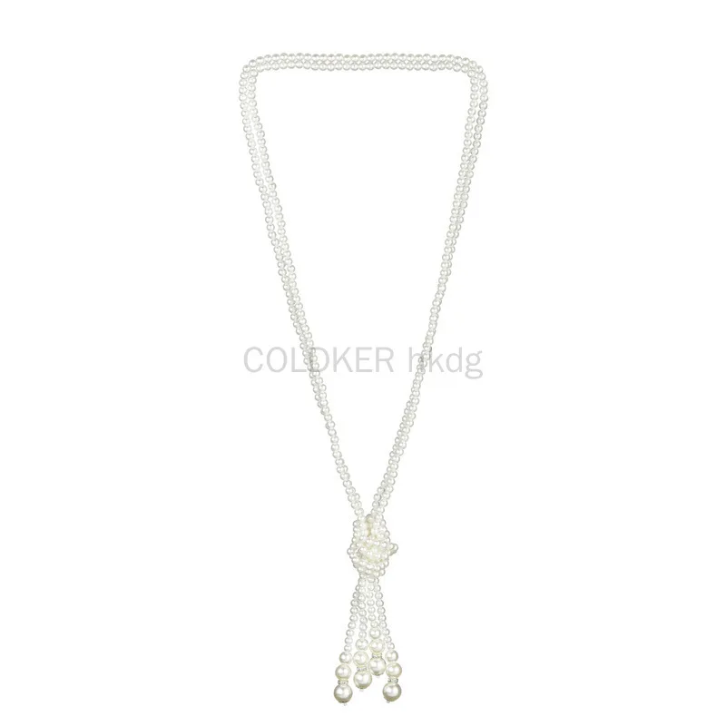 Vintage Fashion Necklace - 1920年代風パールネックレス フェイクパール ギャツビーアクセサリー ヴィンテージパーティーコスチュームジュエリー ホワイトロングネックレス レディース