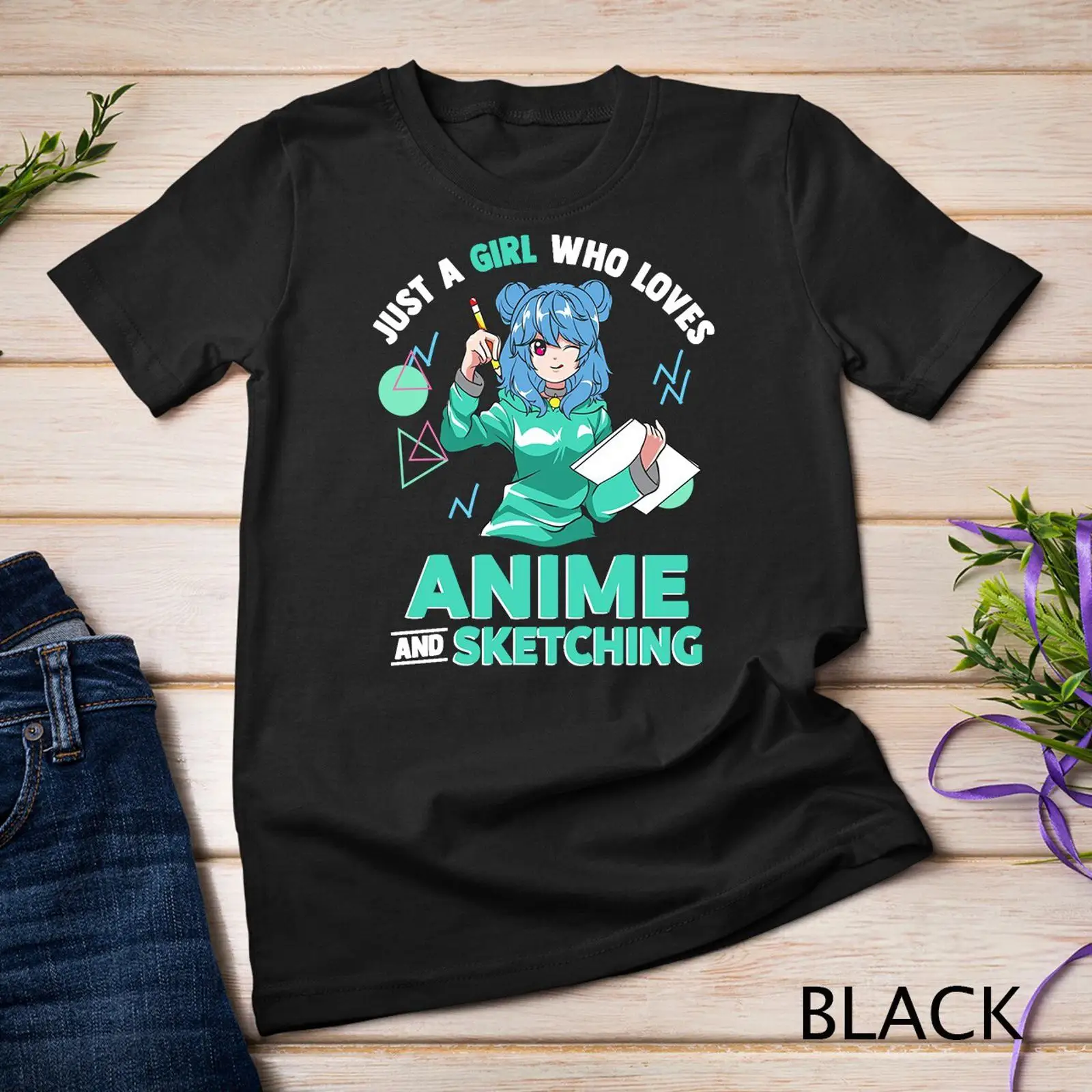 Vintage Fashion Sketches - アニメとスケッチが大好きなただの女の子 Tシャツ ヴィンテージ ウォッシュ加工 ユニセックス グラフィック