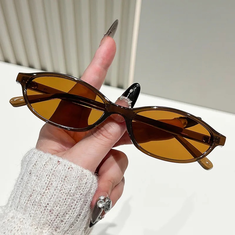 Vintage Fashion Y2K - 小さな楕円形ヒョウグラデーションサングラス女性用ヴィンテージ Y2K サングラスレディースセクシーなヒップホップアウトドアアイウェア UV400 シェード男性