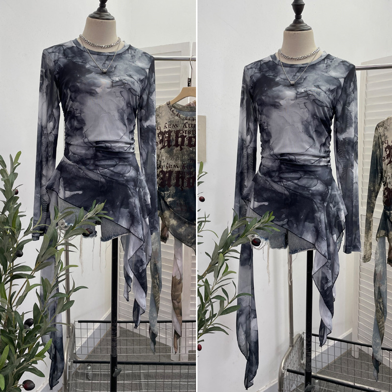 ISAROSE Y2K メッシュ Tシャツ 女性用 春秋 通 - Tie Dye Shirt Vintage のレビューと価格