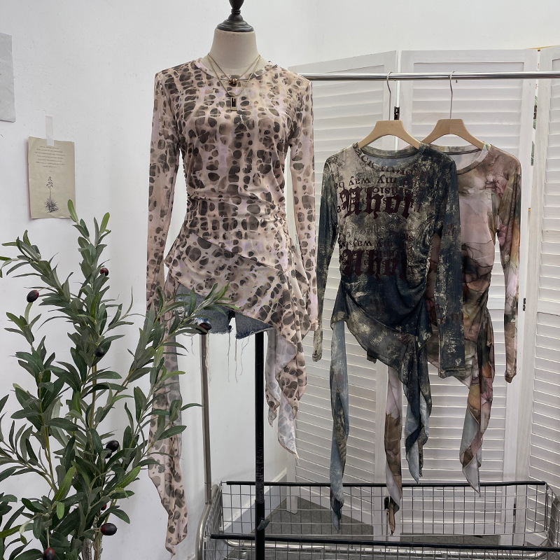 ISAROSE Y2K メッシュ Tシャツ 女性用 春秋 通 - Tie Dye Shirt Vintage のレビューと価格