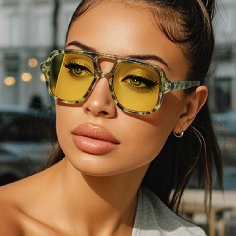 人気のファッションダブルブリッジスクエアメンズサングラスヴィ - Vintage Fashion Trends のレビューと価格
