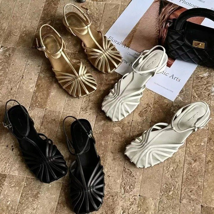 フランス風ヴィンテージ織り込みトゥサンダル 2026夏新作  - Vintage Fashion Outfit のレビューと価格