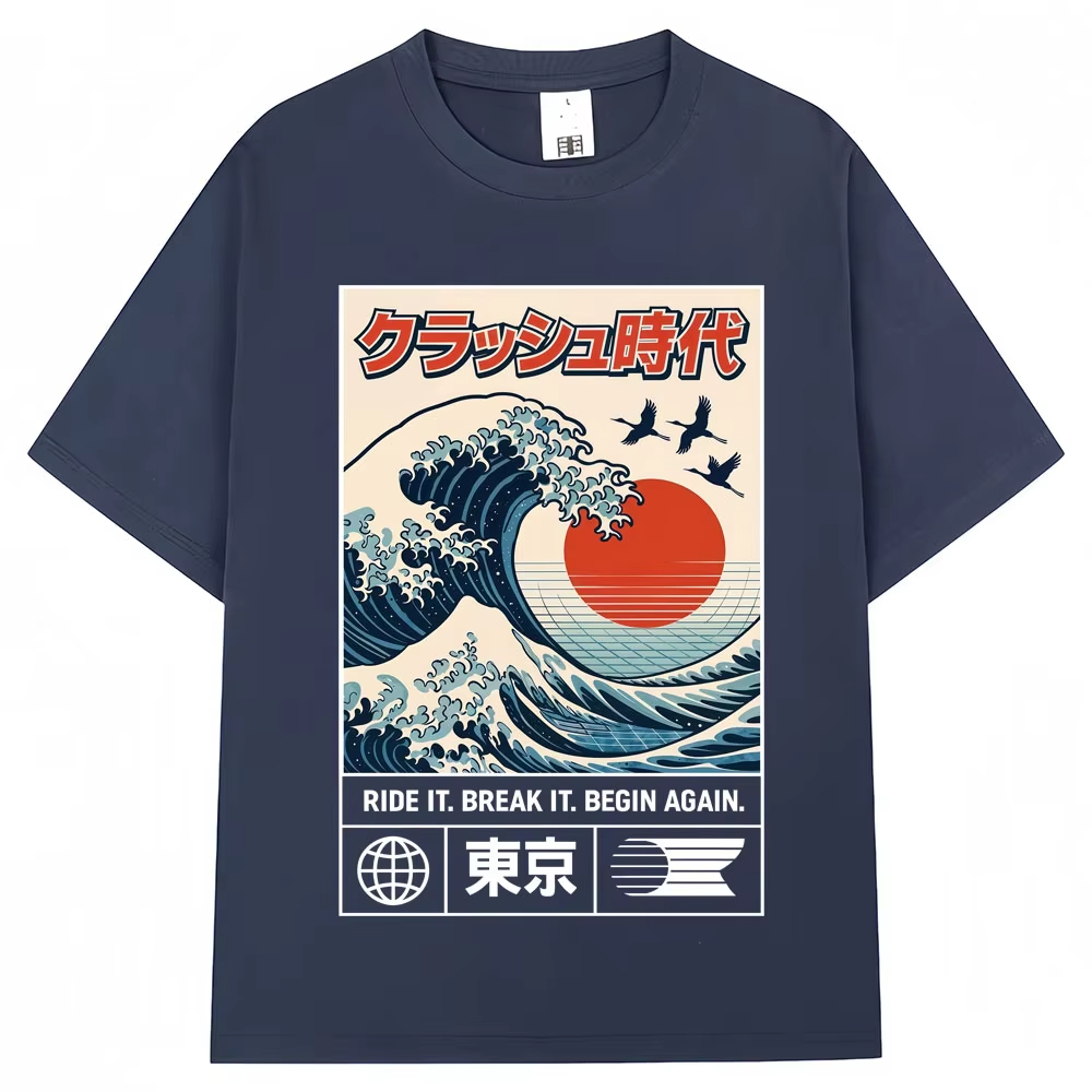 日本風北海道ウェーブ東京グラフィックTシャツ メンズ レディ - Vintage Fashion In Tokyo のレビューと価格