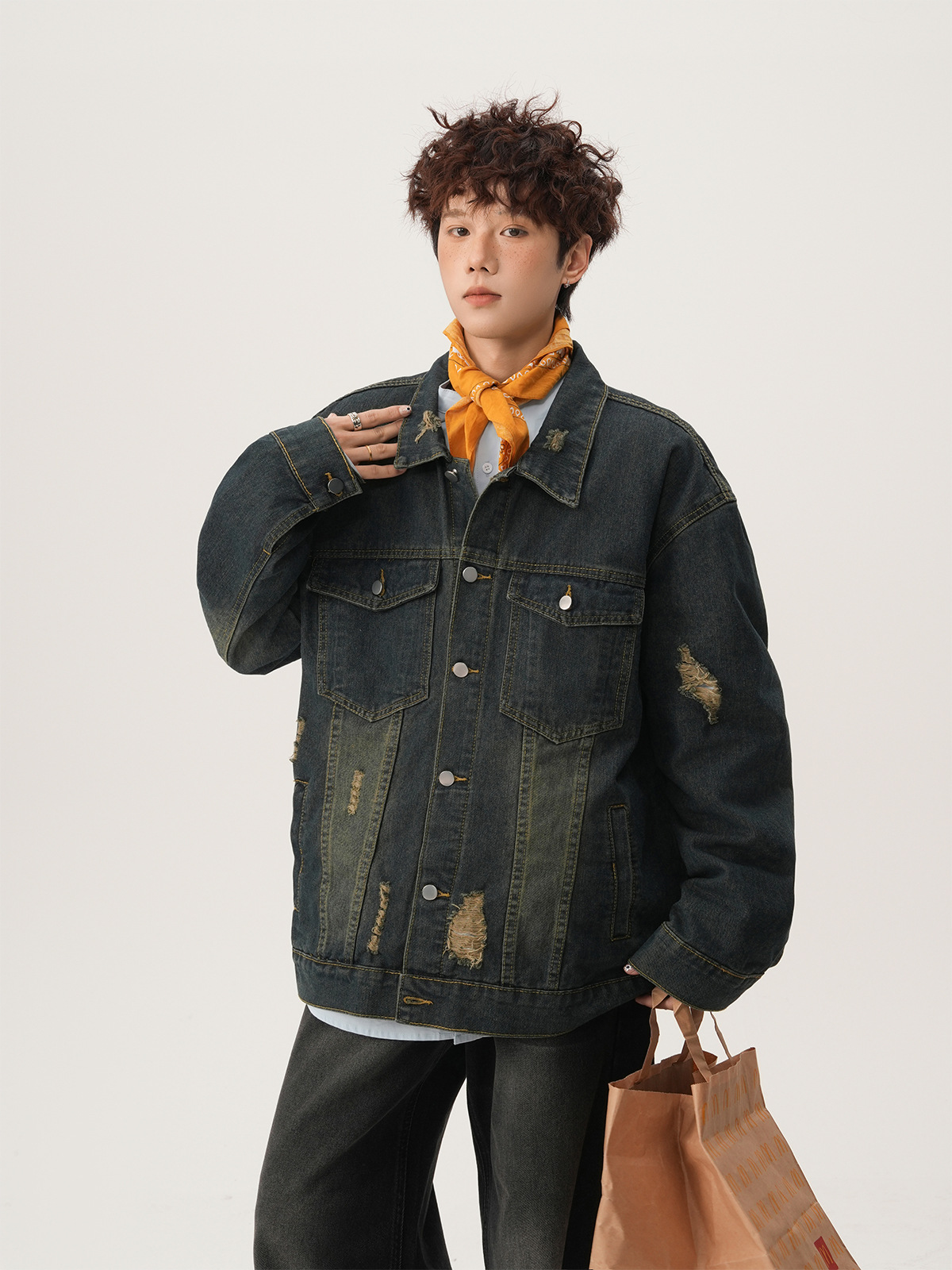アメリカンハイストリート リップドデニムジャケット 秋のカジ - Vintage Fashion Jacket のレビューと価格