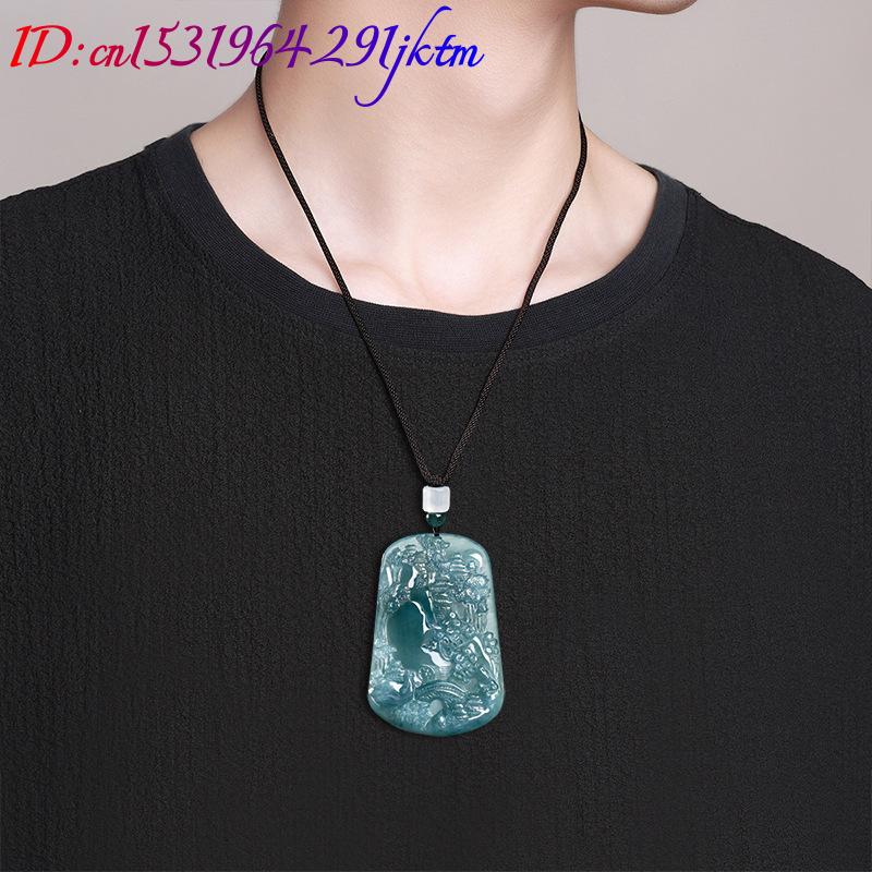 天然ビルマ翡翠風景ペンダントネックレスヴィンテージファッショ - Vintage Fashion Necklace のレビューと価格