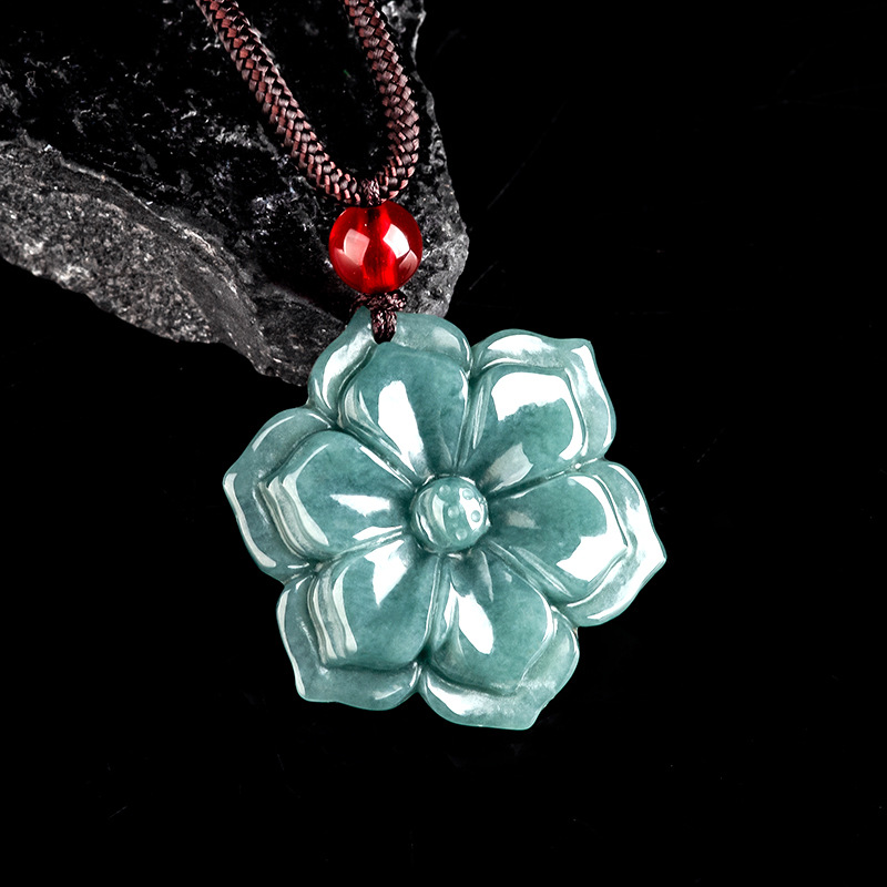 ビルマ翡翠フラワーペンダントネックレスストーンファッションア - Vintage Fashion Necklace のレビューと価格