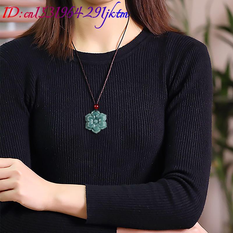 ビルマ翡翠フラワーペンダントネックレスストーンファッションア - Vintage Fashion Necklace のレビューと価格