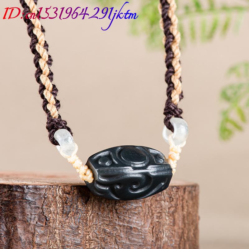 和天翡翠彫刻ビーズペンダントネックレスヴィンテージファッショ - Vintage Fashion Necklace のレビューと価格