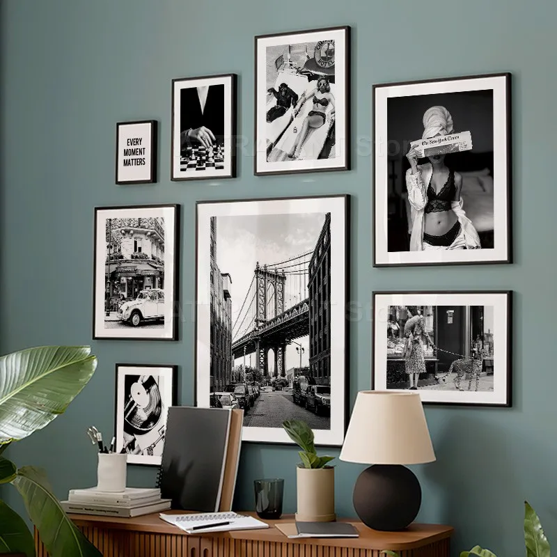 黒と白の壁画,ヴィンテージのキャンバス,リビングルームの装飾 - Vintage Fashion Sketches のレビューと価格