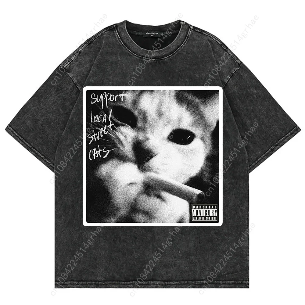 100% コットンヴィンテージウォッシュ Y2k 面白い猫ミ - Vintage Fashion Y2K のレビューと価格