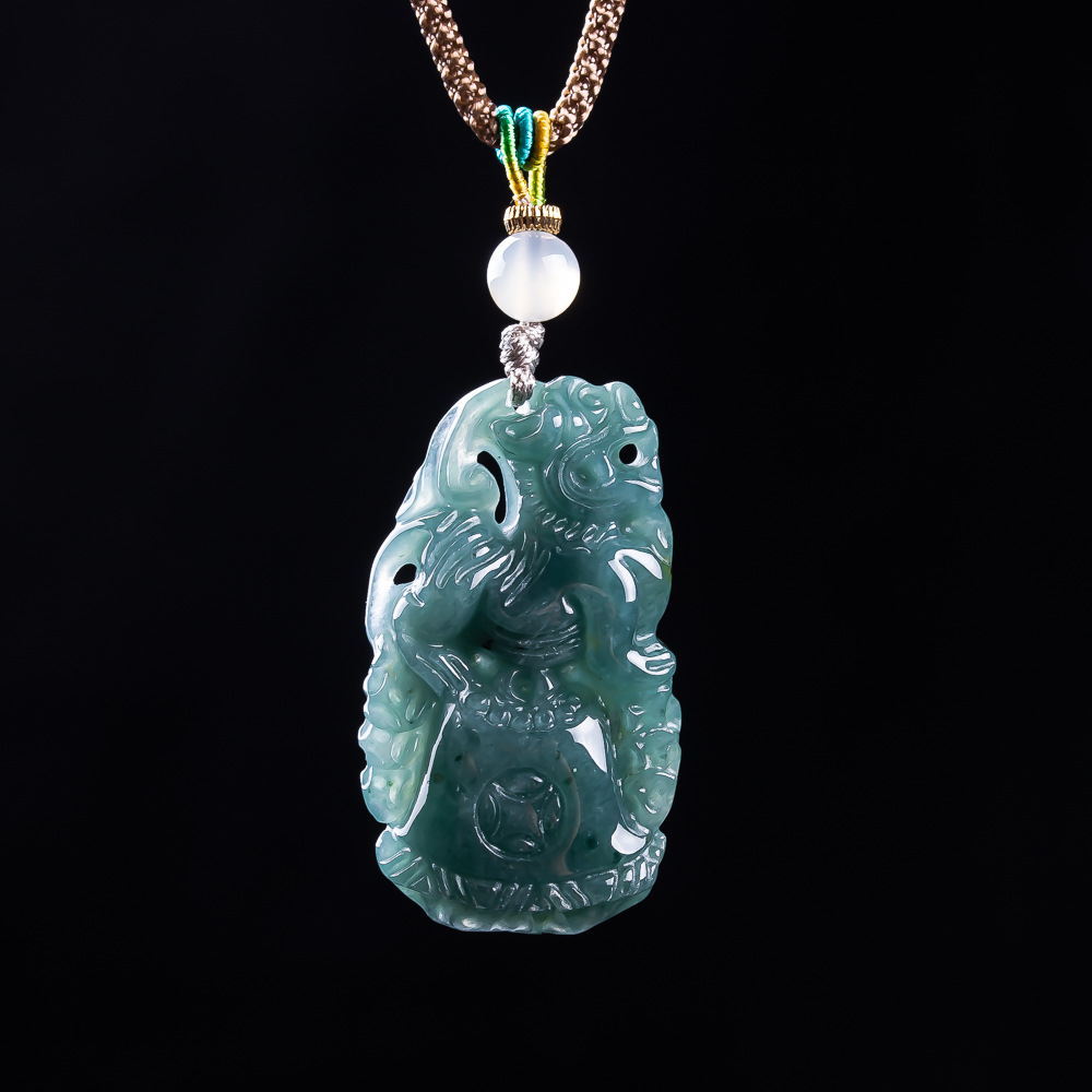 ビルマ翡翠貔貅ペンダントデザイナー宝石お守り本物の翡翠アクセ - Vintage Fashion Necklace のレビューと価格