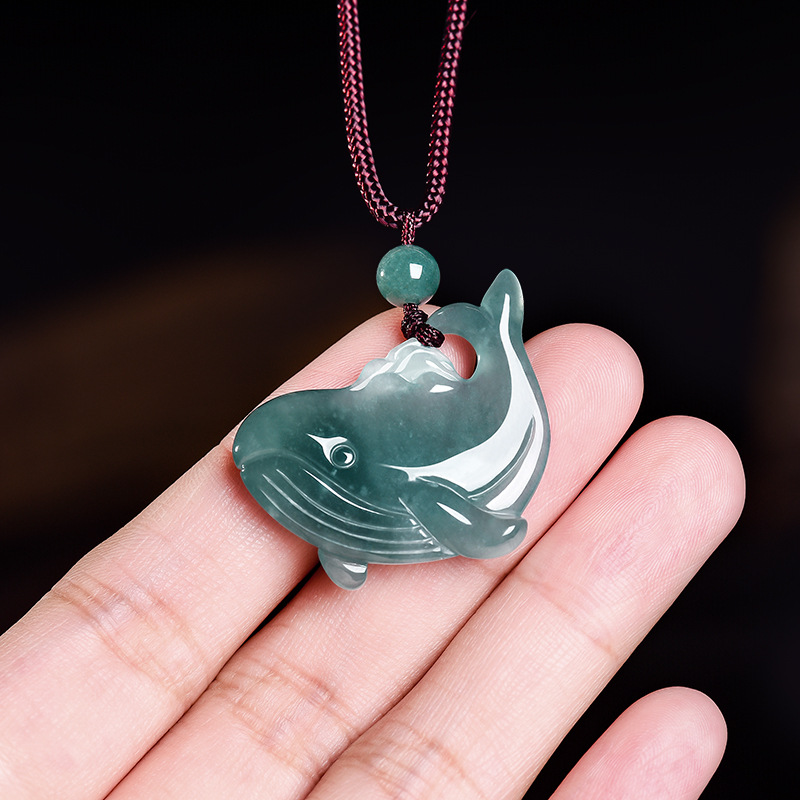 天然ビルマ翡翠クジラペンダントネックレスアクセサリー本物の翡 - Vintage Fashion Necklace のレビューと価格