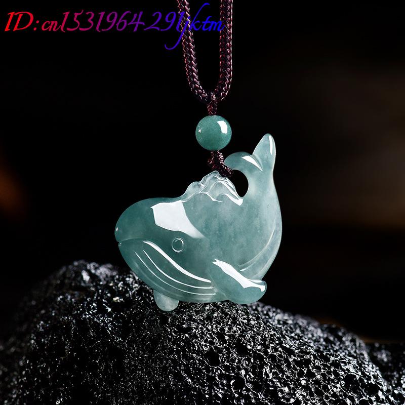 天然ビルマ翡翠クジラペンダントネックレスアクセサリー本物の翡 - Vintage Fashion Necklace のレビューと価格