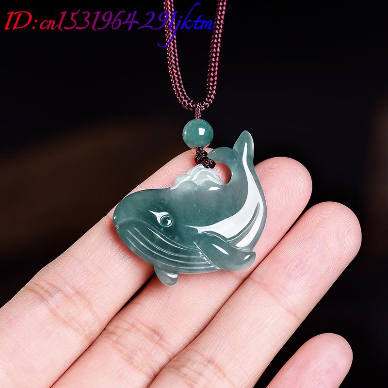 天然ビルマ翡翠クジラペンダントネックレスアクセサリー本物の翡 - Vintage Fashion Necklace のレビューと価格