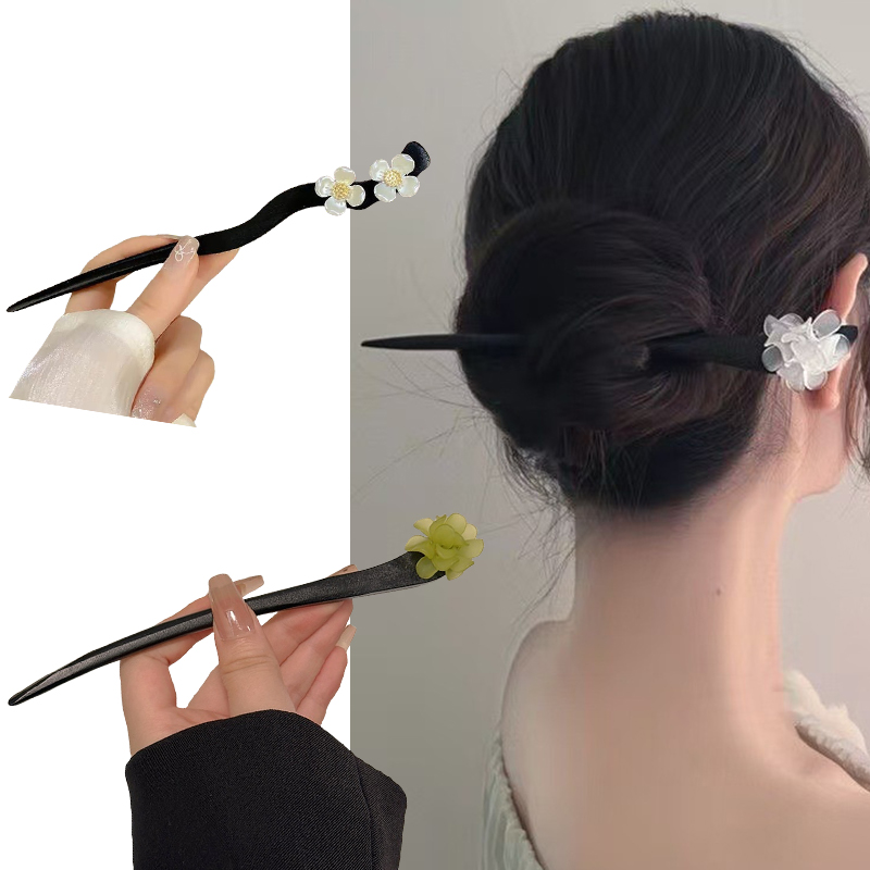 ヴィンテージ中国風の木製花ヘアスティックパールヘアピンジュエ - Vintage Fashion Outfit のレビューと価格