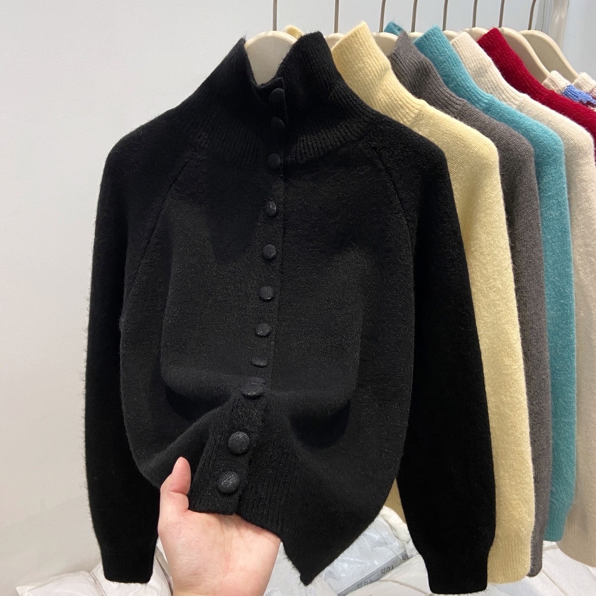 新作ソリッドキャンディレディースニットセーター長袖カーディガ - Turtleneck Knit 90S のレビューと価格