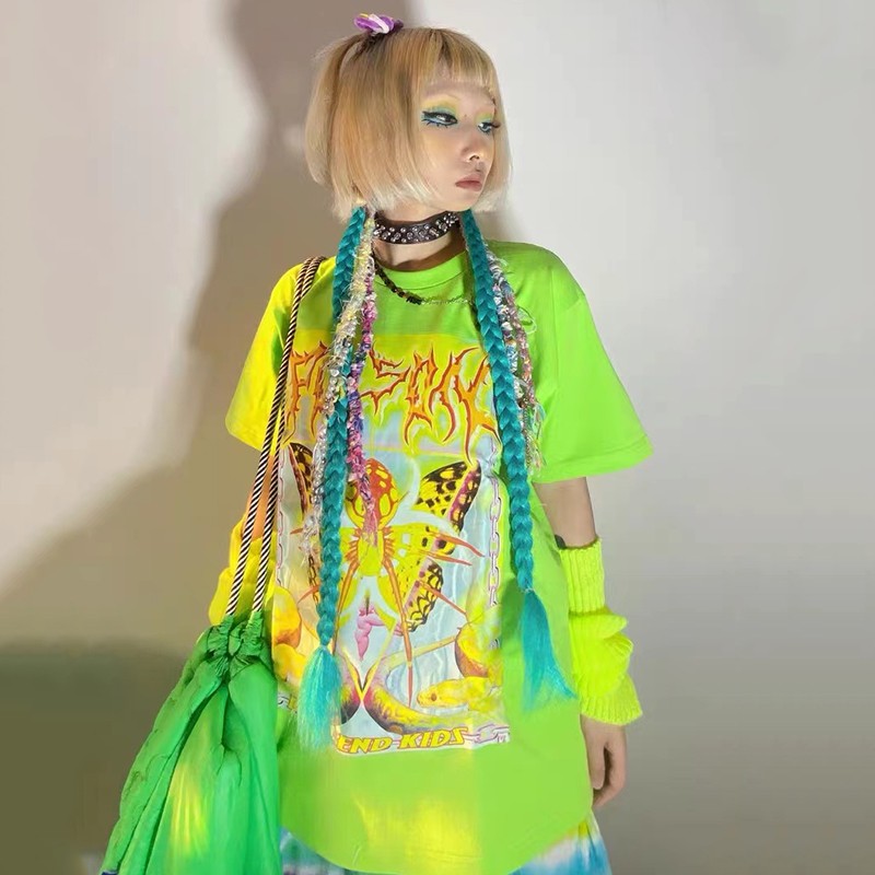 Karcat-女の子のための半袖Tシャツ,パンクメタルブラウ - Tie Dye Shirt Vintage のレビューと価格