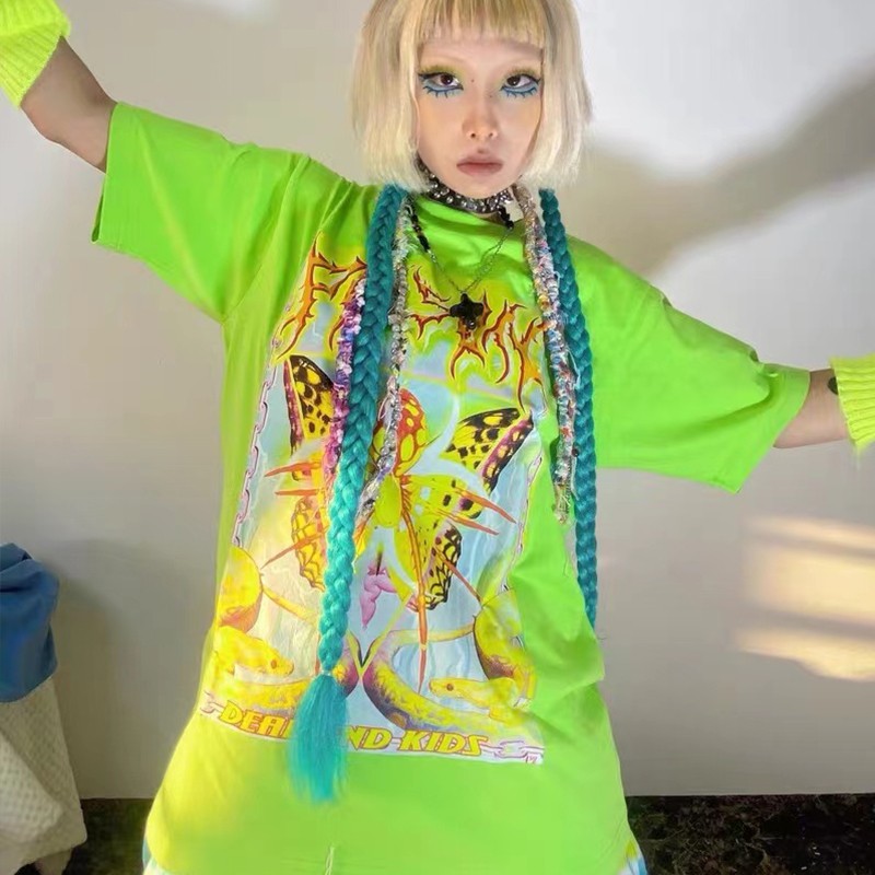 Karcat-女の子のための半袖Tシャツ,パンクメタルブラウ - Tie Dye Shirt Vintage のレビューと価格