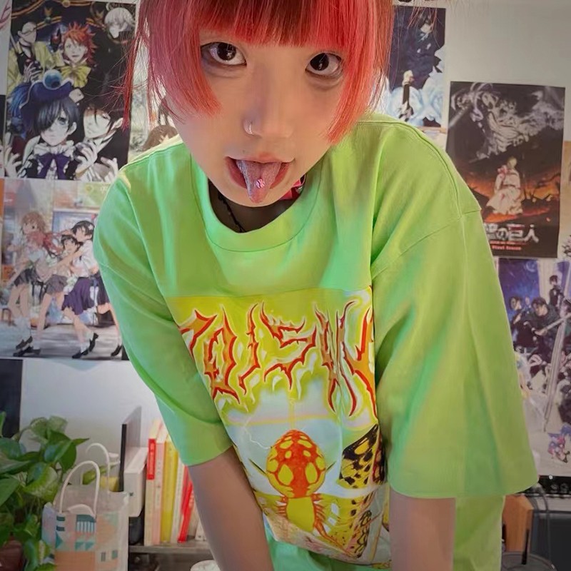 Karcat-女の子のための半袖Tシャツ,パンクメタルブラウ - Tie Dye Shirt Vintage のレビューと価格