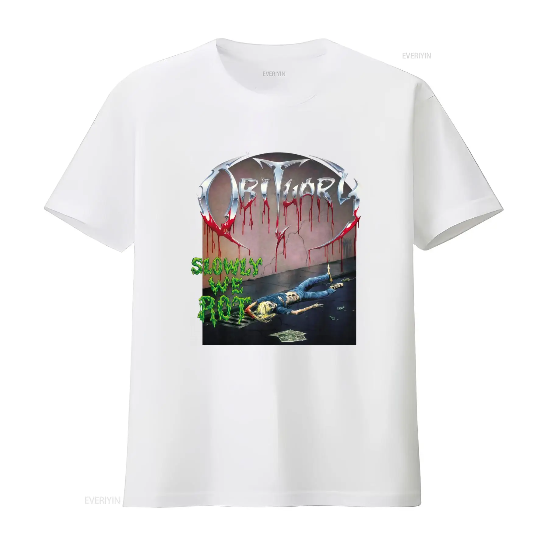OBITUARY Slowly We Rot プリント T  - Vintage Fashion Obituaries のレビューと価格