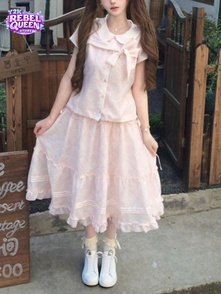 日本のヴィンテージ風スイートボウピーターパンカラートップス＋ - Vintage Fashion Outfit のレビューと価格