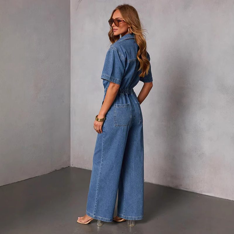 レトロファッション半袖デニムジャンプスーツ女性の夏のトレンド - Vintage Fashion Trends のレビューと価格